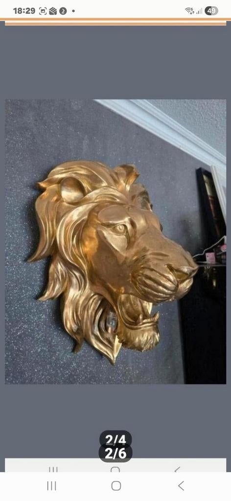 Leeuw Beeld met Kroon Goud 33 cm – Dutch Style