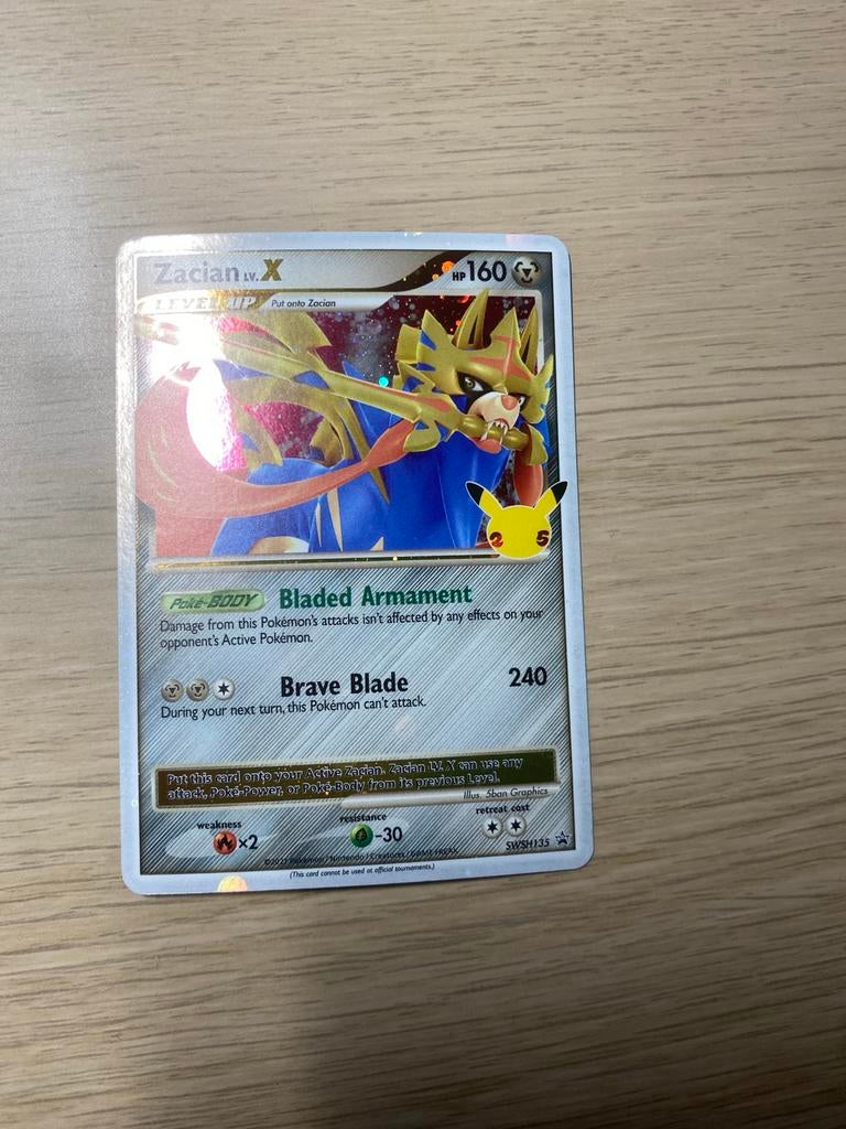 Zacian LV.X Pokémon kaart, Ophalen of Verzenden, Zo goed als nieuw, Losse kaart, Foil