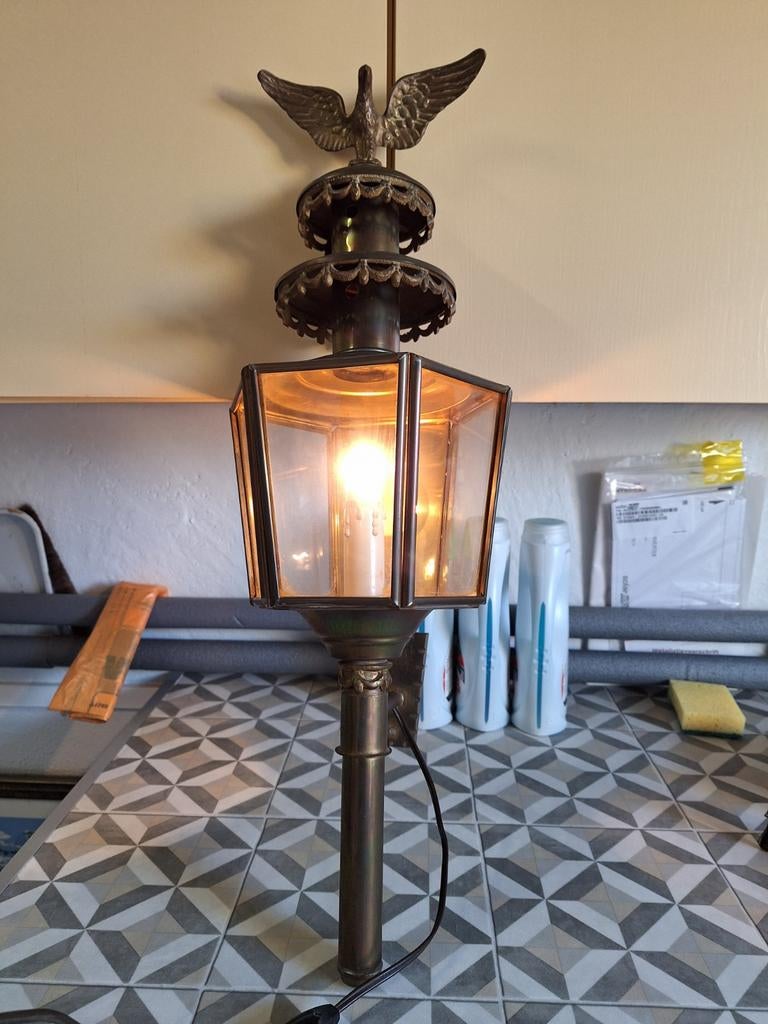 Oude wand lantaarn 65cm hoog, Antiek en Kunst, Ophalen of Verzenden