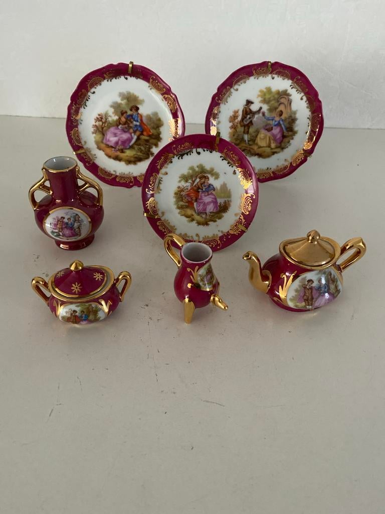 Mini servies Limoges, 7 delen, Antiek en Kunst, Ophalen of Verzenden