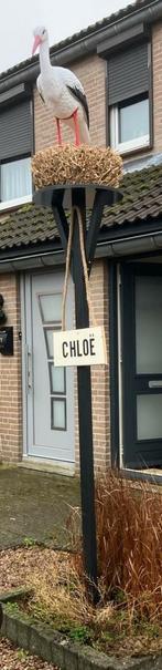 Geboortebord Ooievaar in mand op paal, Ophalen of Verzenden, Zo goed als nieuw