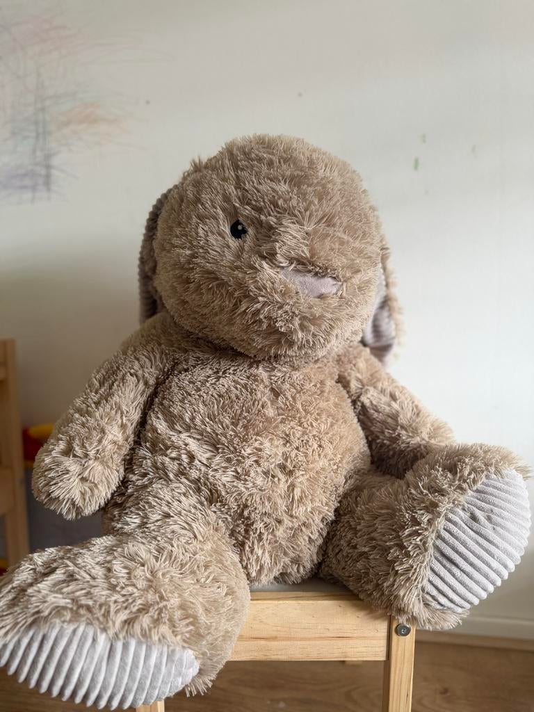 XXL Zachte Pluche Konijn Knuffel - Beige Bunny, Ophalen of Verzenden, Beige, Groot (groter dan 80 cm), Konijn