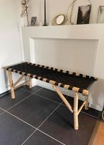 Bamboe bankje met zwart gevlochten zitting, Zwart, Ophalen of Verzenden, Zo goed als nieuw, Eén