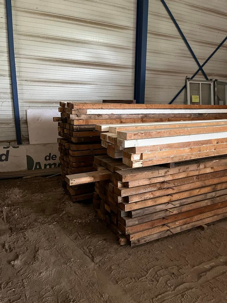 Houten gordingen 4,60m lang, 7x17cm - Gecontroleerd en ontsp, Ophalen, Gebruikt, Balk, Overige houtsoorten