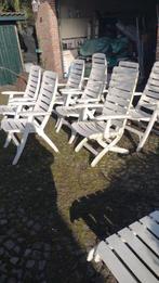Kunststof witte tuinmeubelen, Tuin en Terras, Tuinstoelen, Ophalen, Gebruikt, Kunststof, Verstelbaar