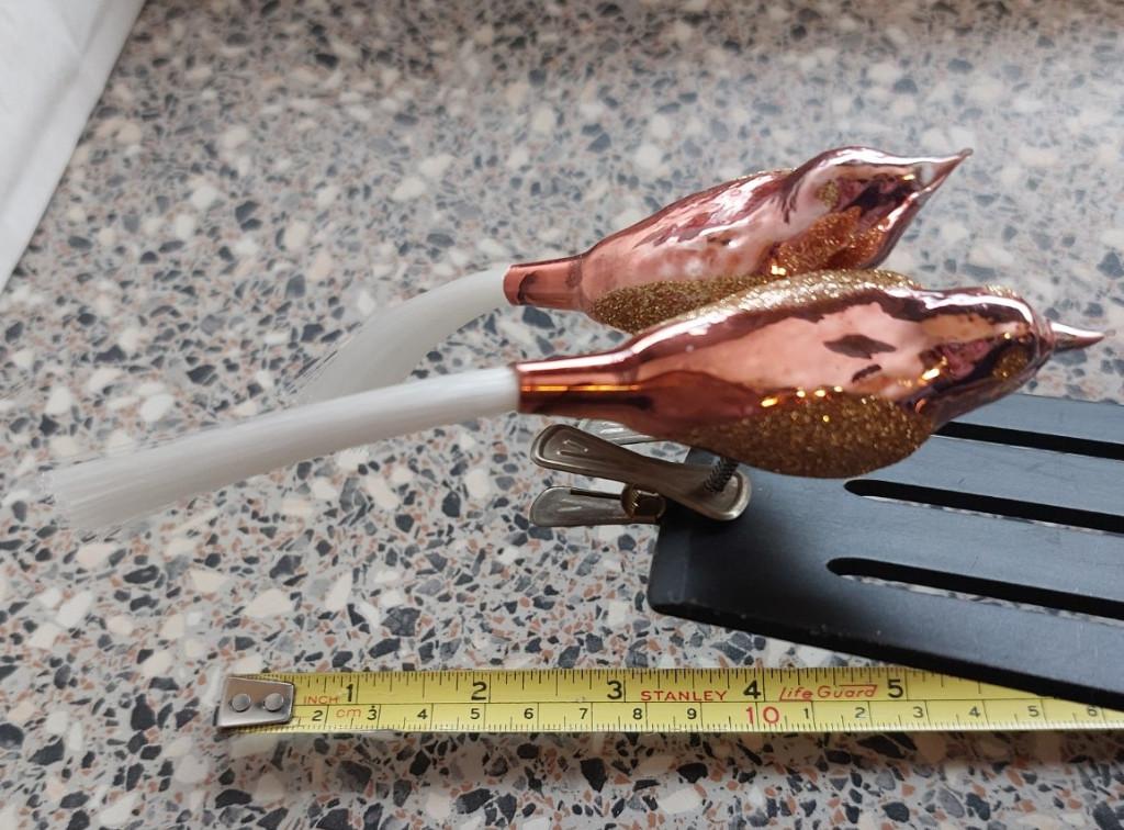 Kerstbal Kerstornament 2x Vogel bruin met staart, Ophalen of Verzenden