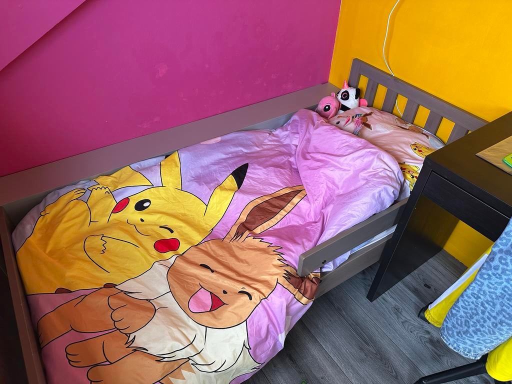 Kleuterbed 160x70cm met matras, lattenbodem en achterwand, Gebruikt, 70 tot 85 cm, 160 tot 180 cm, Ophalen