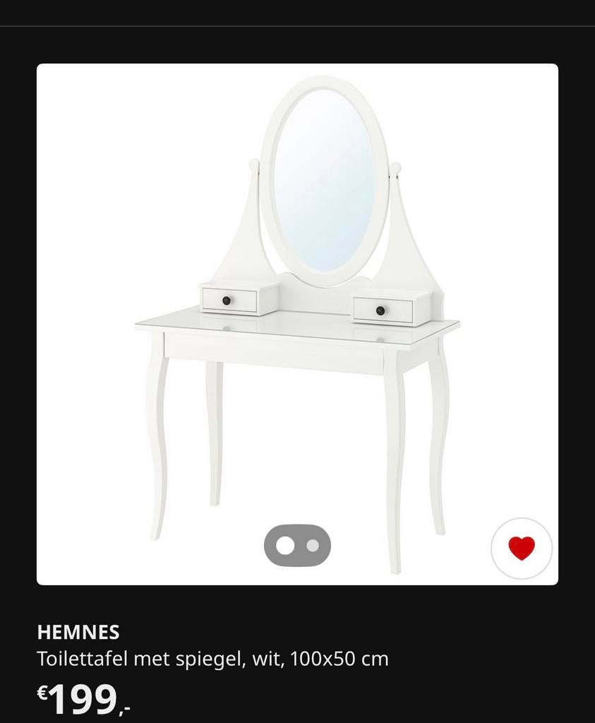 Hemnes toilettafel Ikea, Ophalen, Overige materialen, Gebruikt, 50 tot 100 cm