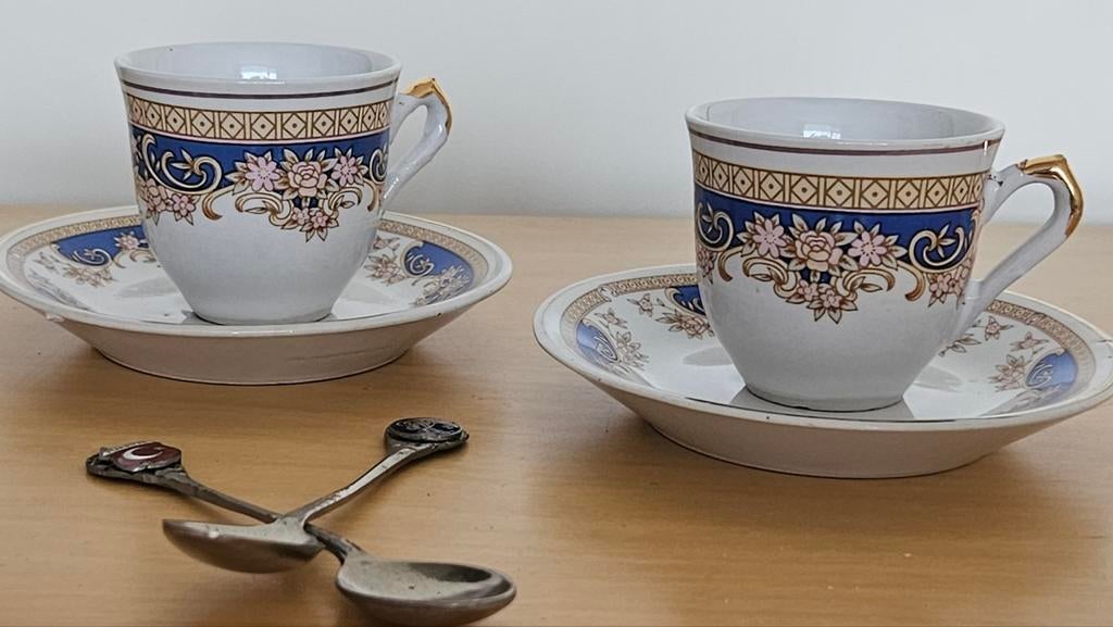 Vintage Turkse espressokopjes met lepeltjes, jaren '80, Ophalen