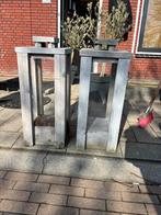 Gratis! 2 Houten Windlichten, Huis en Inrichting, Ophalen, Gebruikt, Grijs, Kandelaar