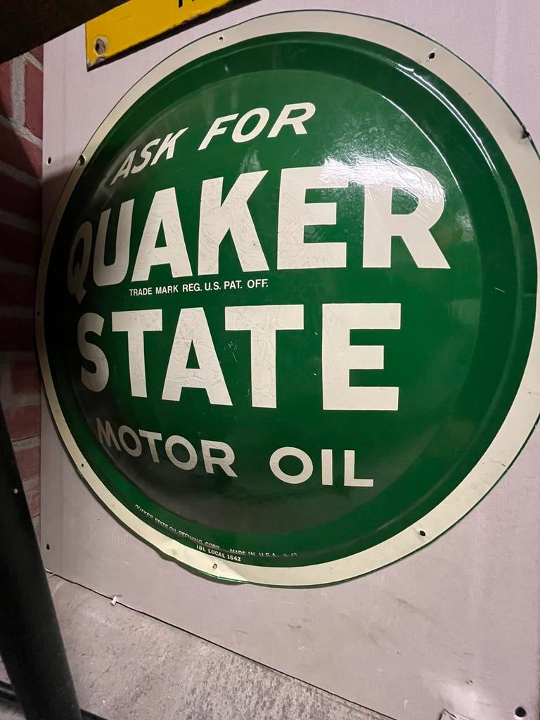 Quaker state reclamebord geen emaille, Verzamelen, Ophalen of Verzenden, Zo goed als nieuw, Reclamebord