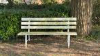 Tuinbank wit hardhout op stalen frame 180 cm breed, Ophalen, Gebruikt, Hout
