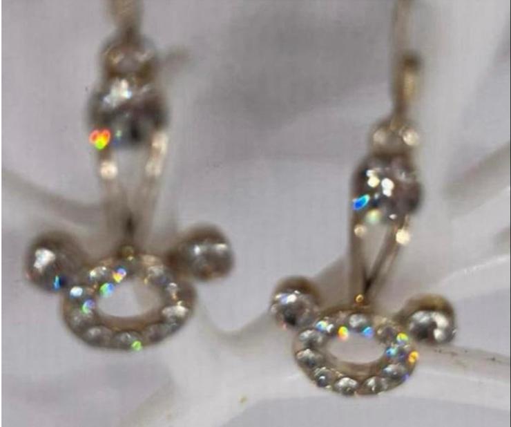 Zilverkleurige Glimmende Mickey Mouse Oorbellen NIEUW, Overige materialen, Hangers, Nieuw, Ophalen of Verzenden