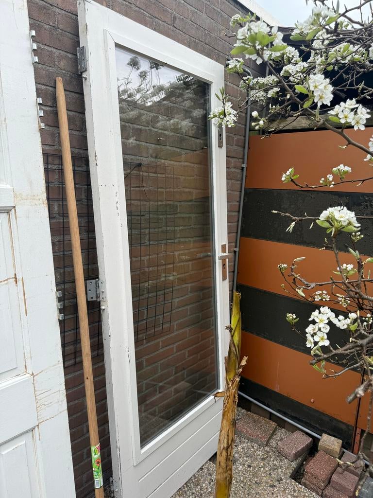 Witte deur, Doe-het-zelf en Verbouw, Gebruikt, 80 tot 100 cm, Ophalen of Verzenden, Buitendeur