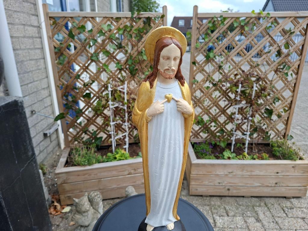 antiek heilige beeld jezus heilig hart, Ophalen of Verzenden