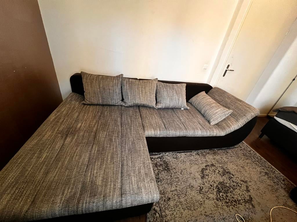 Comfortabele hoekbank met chaise longue & slaapfunctie, Ophalen, Gebruikt, Stof