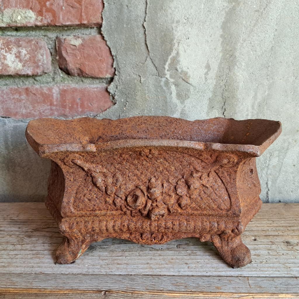 Brocante oude vaas gietijzeren tuinvaas jardinière *Etage3*, Gebruikt, ., Ophalen of Verzenden, .