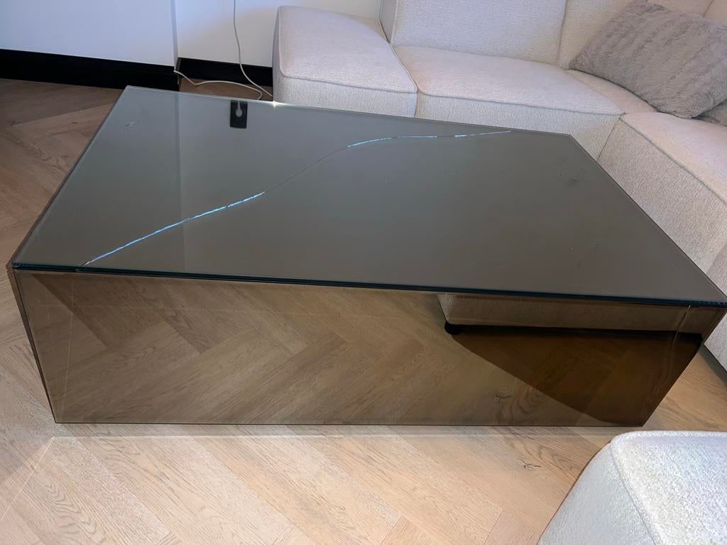 Luxe Eric Kuster Salontafel Glas, Huis en Inrichting, Tafels | Salontafels, Gebruikt, 100 tot 150 cm, Glas, Minder dan 50 cm
