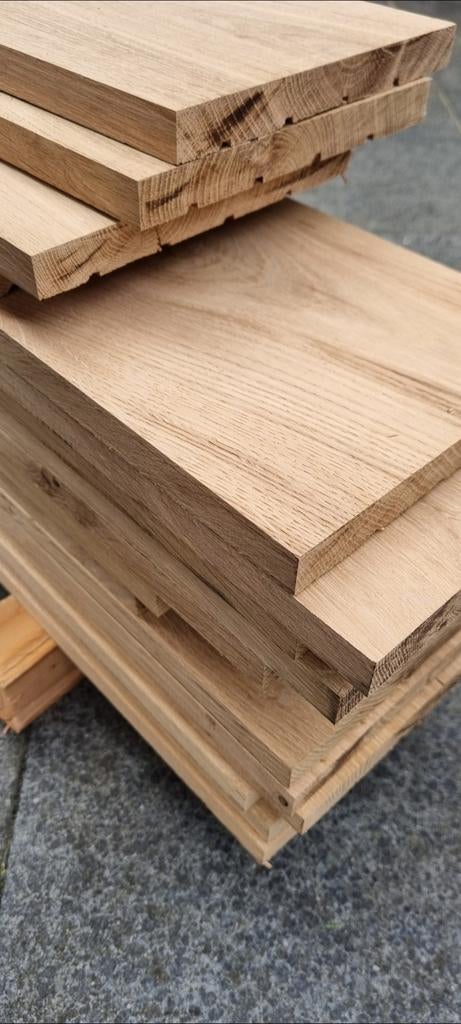 17 Rustiek eiken planken geschaafd., Doe-het-zelf en Verbouw, Hout en Planken, Ophalen, Minder dan 25 mm, Eiken, Nieuw