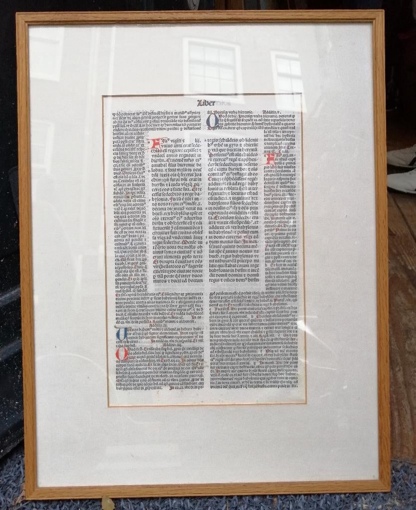 Ingelijst incunabel blad uit 1493., Ophalen of Verzenden