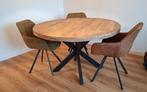 Industriële eettafel met 3 draaistoelen incl salontafel +meu, Huis en Inrichting, Tafels | Eettafels, Rond, Zo goed als nieuw