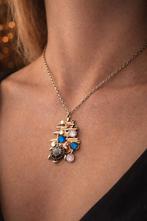 Unieke ketting met schildpad en kleurrijke stenen, Sieraden, Tassen en Uiterlijk, Overige materialen, Overige kleuren, Ophalen of Verzenden