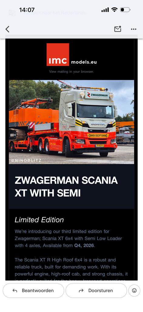 Imc 1:50 Zwagerman, Ophalen of Verzenden, Nieuw, Bus of Vrachtwagen, Overige merken