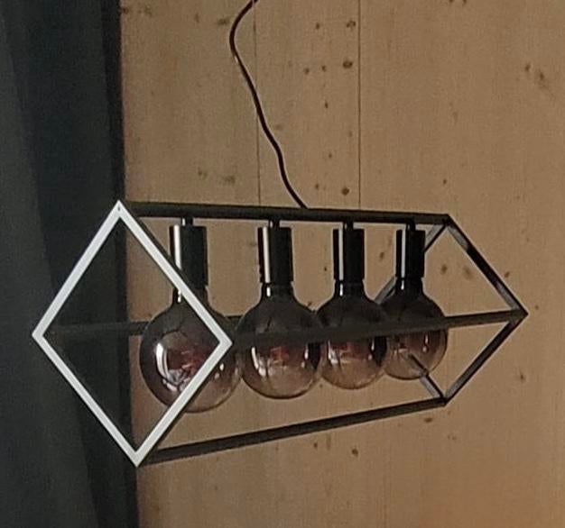 Hanglamp zwart incl. lichtbronnen, Ophalen, Zo goed als nieuw, Indistrieel, Metaal