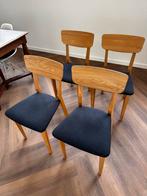Set van 4 houten eetkamerstoelen met stoffen zitting, Ophalen, Gebruikt, Overige kleuren, Vier