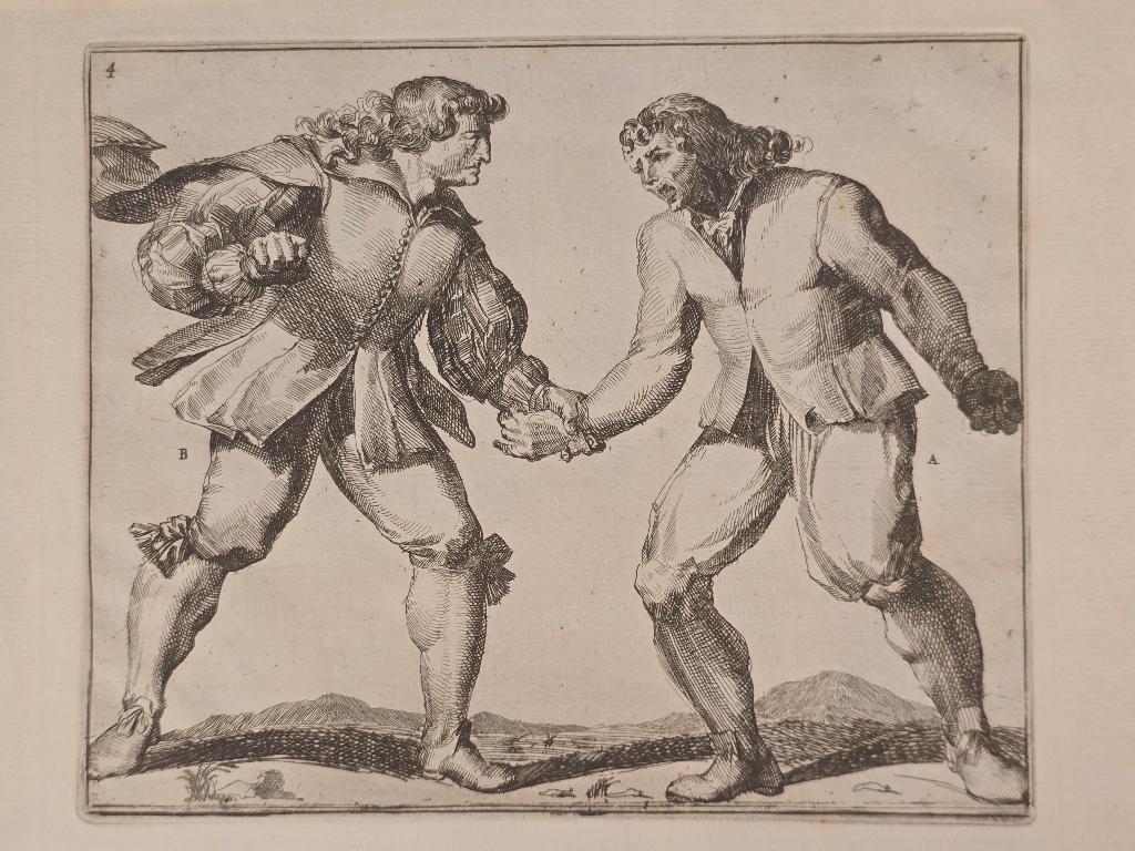 Ets van twee worstelaars (1674), Maat XS of kleiner, Ophalen of Verzenden, Gebruikt, Overige