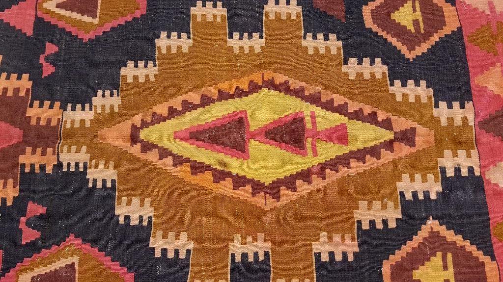 Perzisch tapijt Kazak kelim 350x142/Vloerkleed/kilim/Oosters, 100 tot 150 cm, Blauw, Www.simatapijten.nl, 200 cm of meer