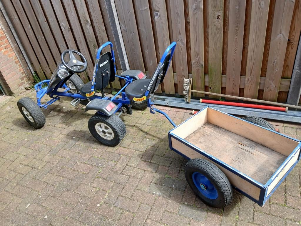 Blauwe skelter met karretje, Ophalen of Verzenden, Gebruikt, Overige merken