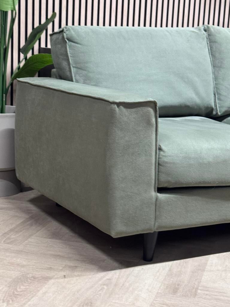 ZGAN Goossens Jonas Hoekbank Microleer - Groen - 263 x 215, Huis en Inrichting, Banken | Bankstellen, 250 tot 300 cm, -, -, Hoekbank