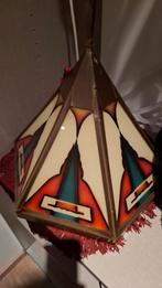 Oude hanglamp met glas in lood en franjes, Antiek en Kunst, Antiek | Lampen, Ophalen