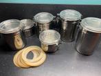 Stalen bewaarbussen met deksel en rubbertjes, Huis en Inrichting, Keuken | Potten en Pannen, Ophalen of Verzenden, Zo goed als nieuw