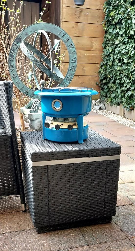 Emaille petroleumstel blauw 3 pits, Ophalen of Verzenden