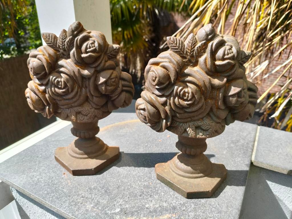 Decoratieve gietijzeren rozenornamenten (set van 2), Ophalen of Verzenden