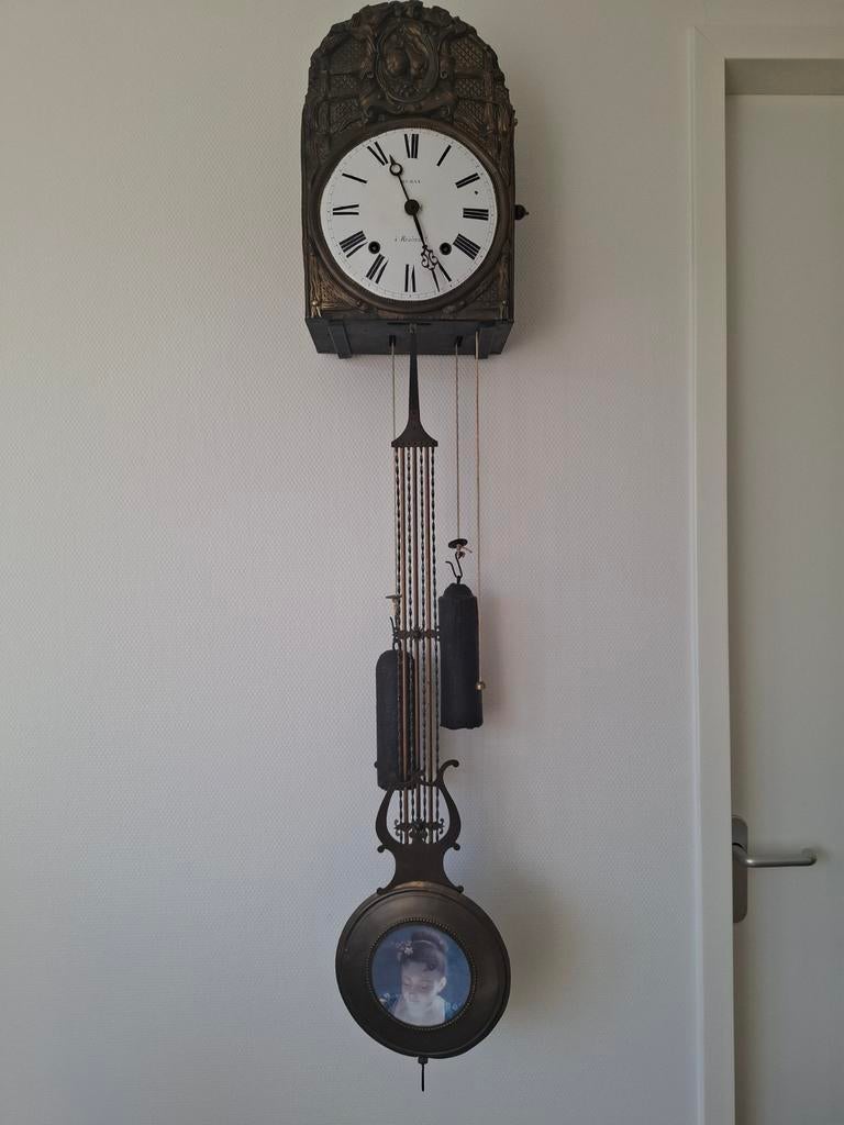 Antieke Franse comtoise met harpslinger, Antiek en Kunst, Antiek | Klokken, Ophalen