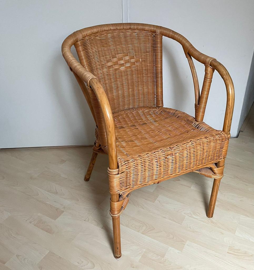 Rieten stoel, vintage (25+ jaar oud), Ophalen, Gebruikt, Bruin, Riet of Rotan