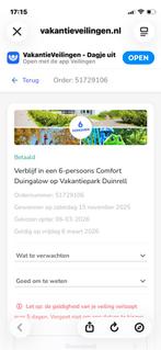 6-persoons Comfort Duingalow Duinrell – 6 t/m 9 maart 2026, Tickets en Kaartjes, Twee personen, Ticket of Toegangskaart