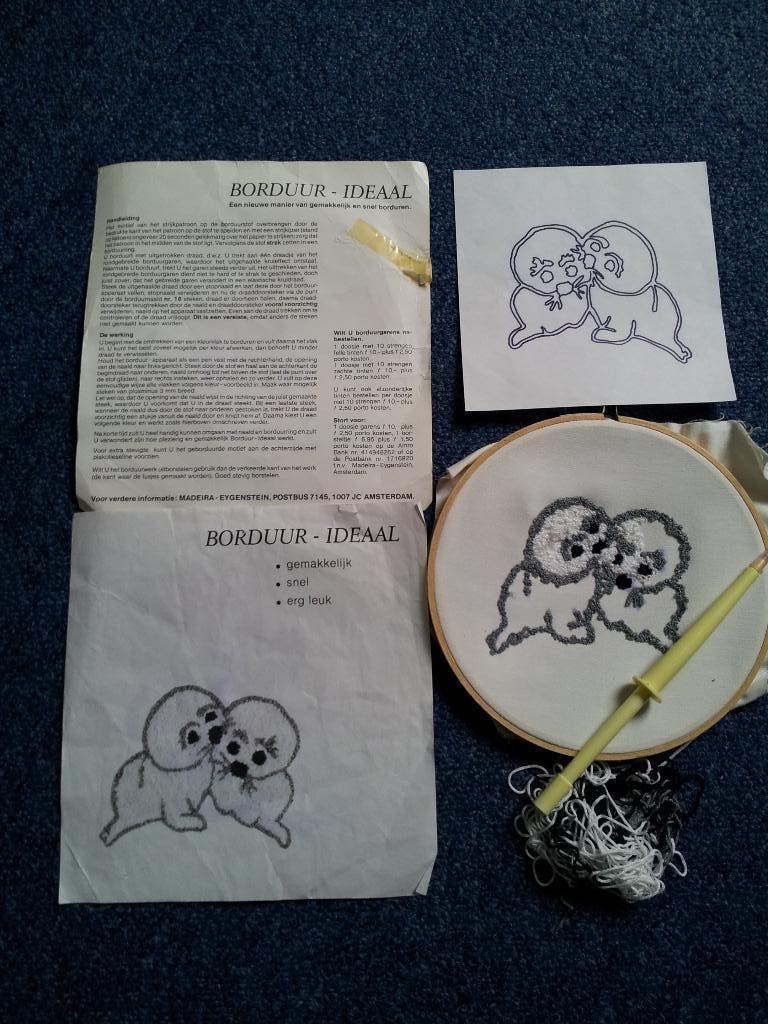 Zeehond, met patroon garen en naald, maak mij maar af, Ophalen of Verzenden, Nieuw, Handborduren, Borduurpakket