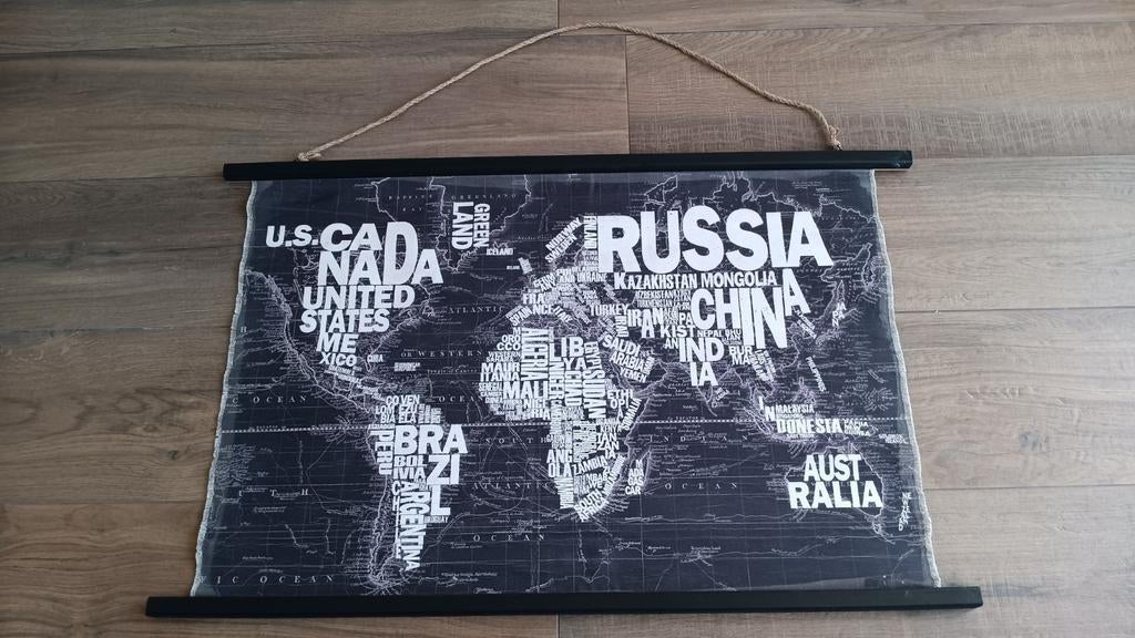 Wandbekleding Wereldkaart, Ophalen