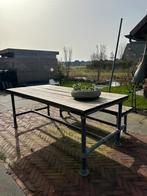 Steigerhout tafel met bankje, Ophalen, Gebruikt, Rechthoekig