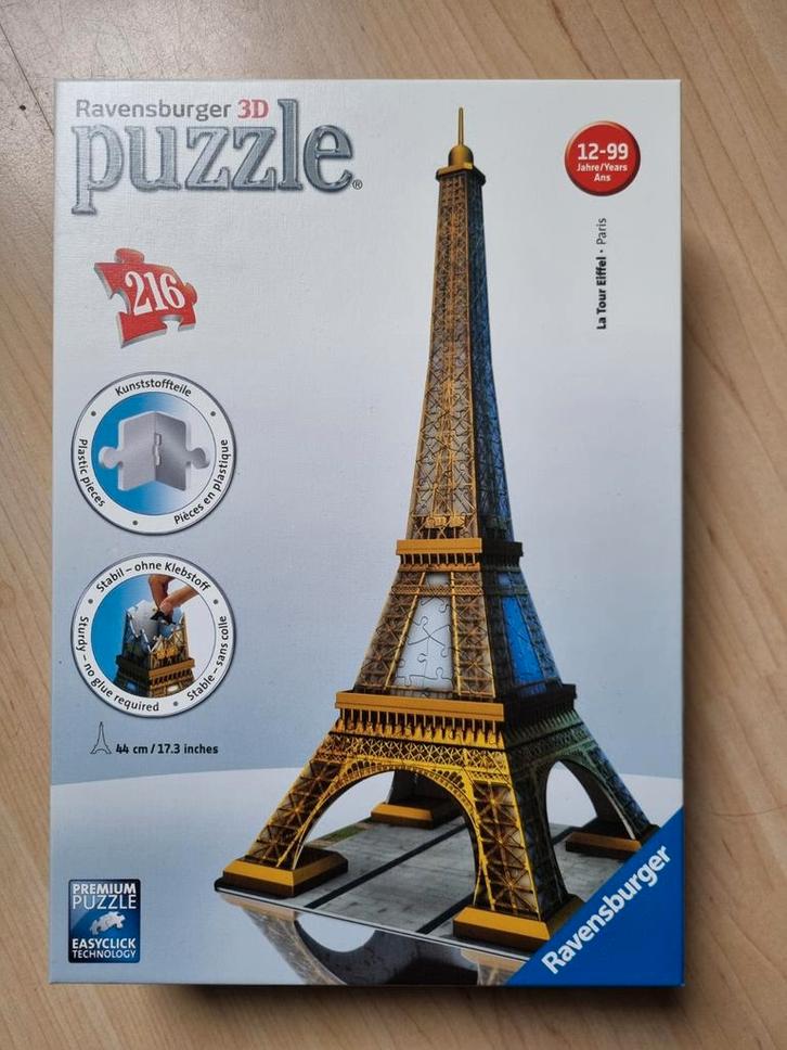 Ravensburger 3D Puzzel Eiffeltoren - 216 stukjes, Hobby en Vrije tijd, Denksport en Puzzels, Zo goed als nieuw, Rubik's of 3D-puzzel