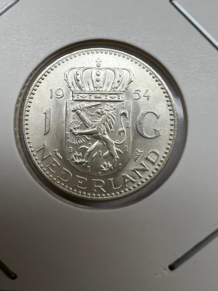 Zilveren gulden 1954 in hoge kwaliteit, Postzegels en Munten, Munten | Nederland, Ophalen of Verzenden, Koningin Juliana, 1 gulden