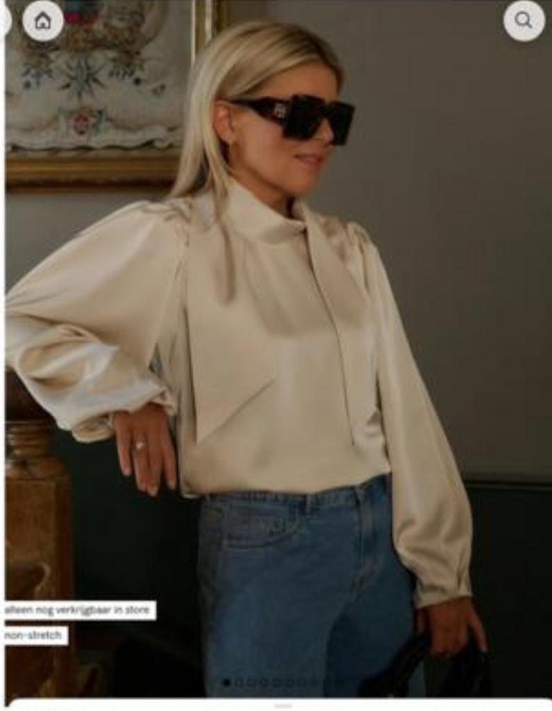 Shoeby Lonneke Nooteboom satijnen blouse maat S, Ophalen of Verzenden, Zo goed als nieuw, Maat 36 (S), Wit