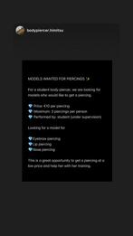 Piercing behandeling door leerling - €10 per piercing, Sieraden, Tassen en Uiterlijk, Piercings, Ophalen of Verzenden, Nieuw, Overige materialen