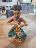 Houten beeldje van fluitspeler, Ophalen of Verzenden