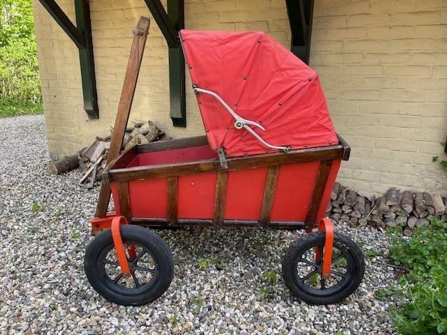 Oude houten Terschelling bolderwagen met kap op luchtbanden, Ophalen, Gebruikt