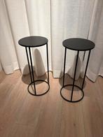 2x metalen bijzettafels / plantentafels 27x27x60 cm, Ophalen, Minder dan 55 cm, Metaal of Aluminium, Rond